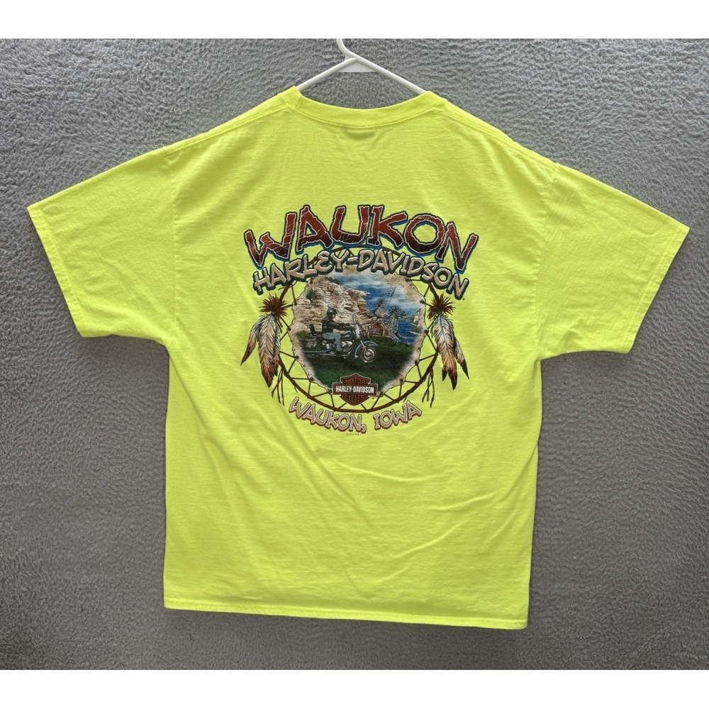 Harley Davidson Shirt Adult XL Yellow Crewneck Biker Motorcycle Nature Grunge